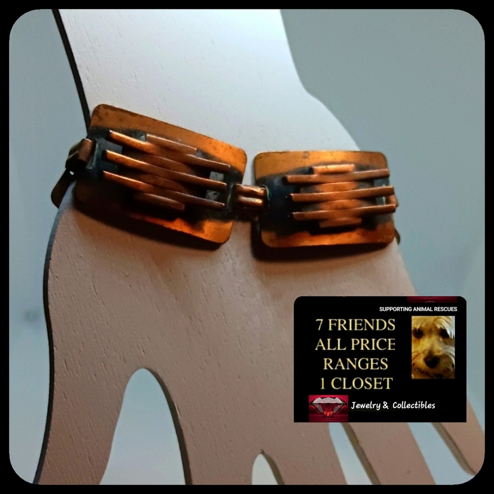 Vintage Copper Square Etched Bracelet
